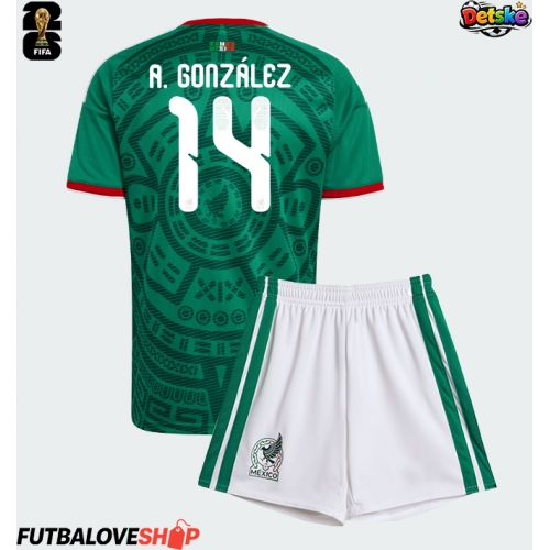 Dres Mexiko Armando Gonzalez #14 Domáci pre deti MS 2026 Krátky Rukáv (+ trenírky)